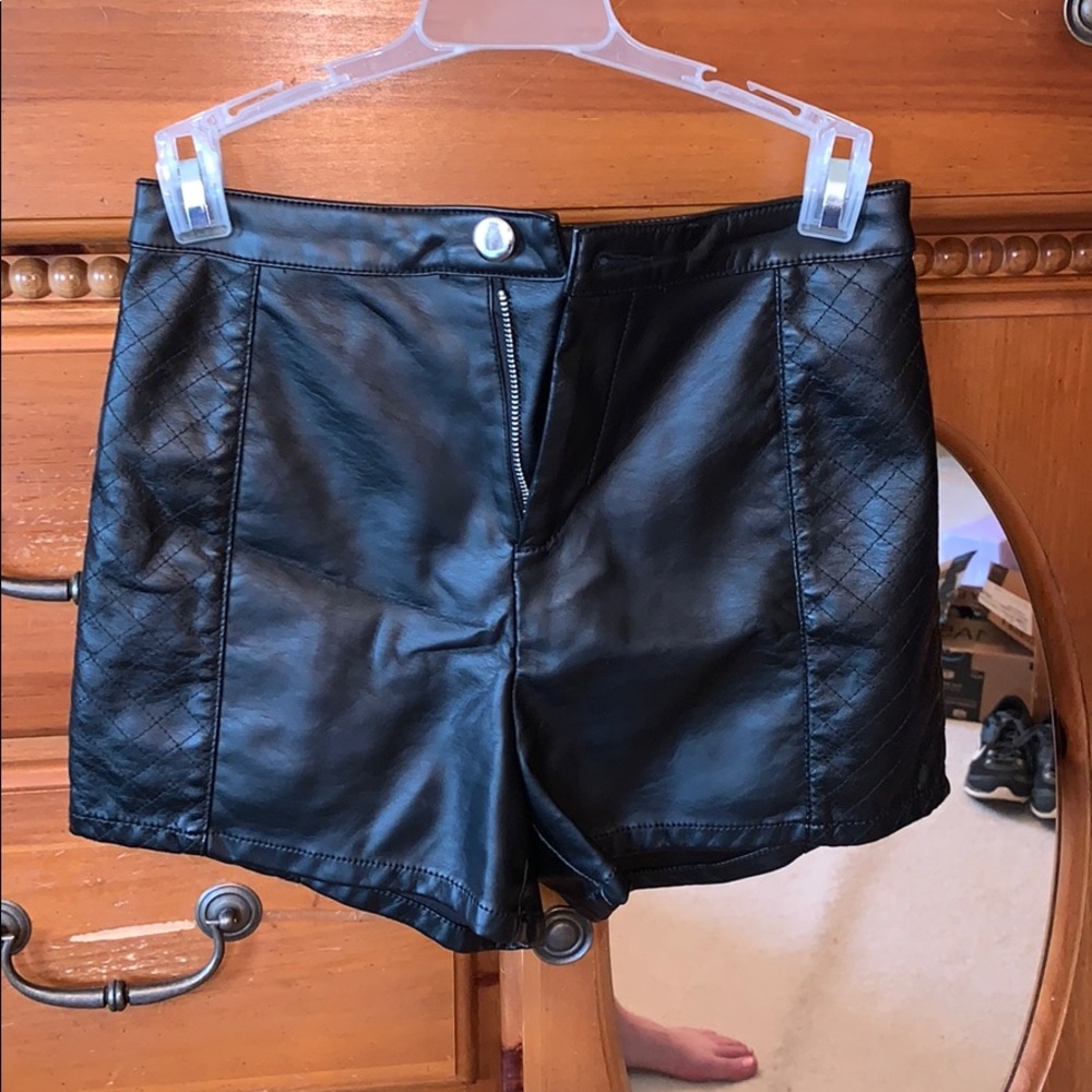 Black Faux Leather High Waisted Shorts